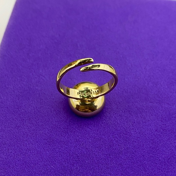 💛 Classic Pilgrim Gold Plated Pink Crystal Ring | Big Solitaire Style - Picture 2 of 6